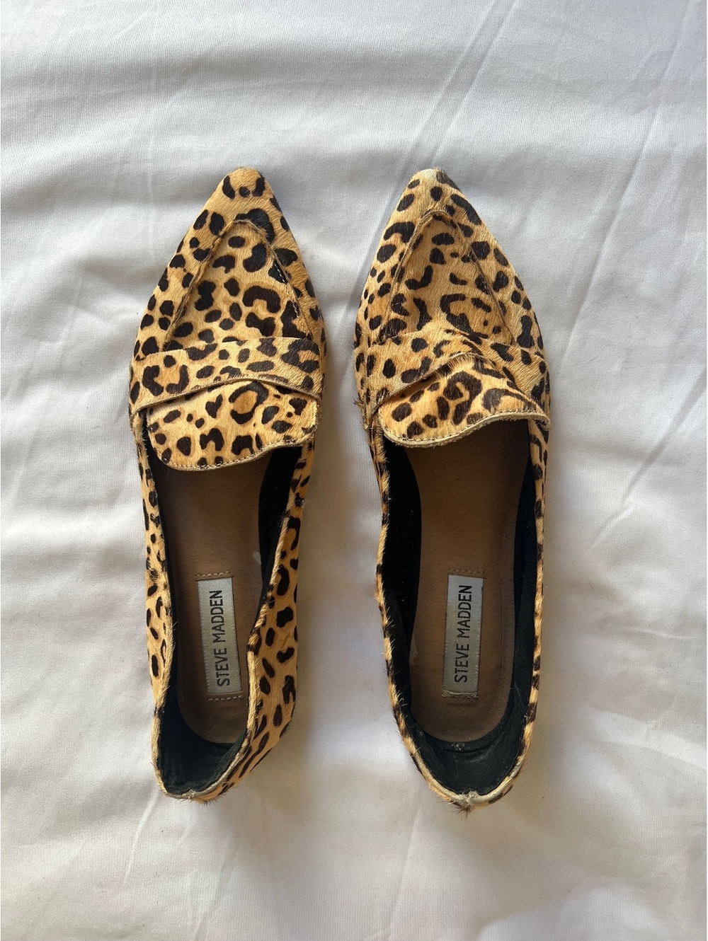Steve Madden Leopard Print Pointed Toe Flat Heels